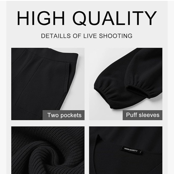 Black Wide Leg Pants and V Neck Top Set - Picture 4 of 4